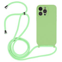  iPhone 15 Pro Max Skal Silikon Med Snöre Matcha Green - Teknikhallen.se