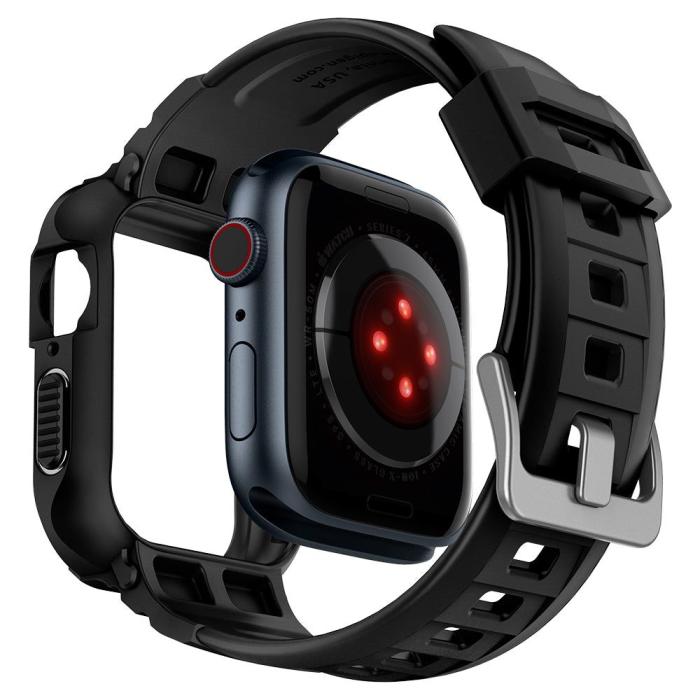 Bild 3, Spigen Spigen Apple Watch 44/45 mm Skal/Armband Rugged Armor 'Pro' Svart - Teknikhallen.se