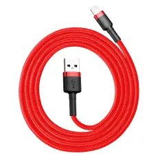 BASEUS BASEUS 1m Lightning Nylon Kabel - 2.4A Snabbladdning - R&ouml;d - Teknikhallen.se