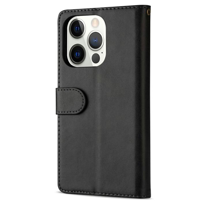 Bild 4,  iPhone 13 Pro - Multifunktionellt Läder Fodral - Svart - Teknikhallen.se