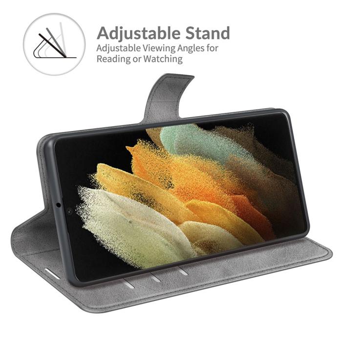 Bild 5,  Samsung Galaxy S22 Ultra Fodral Solid Läder Grå - Teknikhallen.se