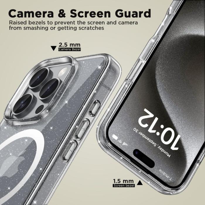 Bild 3, Tech-Protect Tech-Protect iPhone 16 Pro Skal MagSafe FlexAir Hybrid Glitter - Teknikhallen.se