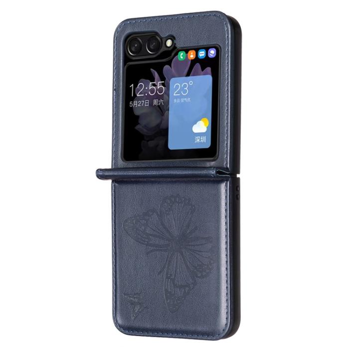 Bild 3,  Galaxy Z Flip 6 / 7 FE Skal Fjäril Textur Mörk Blå - Teknikhallen.se