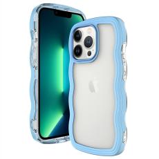  iPhone 15 Pro Max Skal Wavy Hybrid Transparent/Bl&aring; - Teknikhallen.se