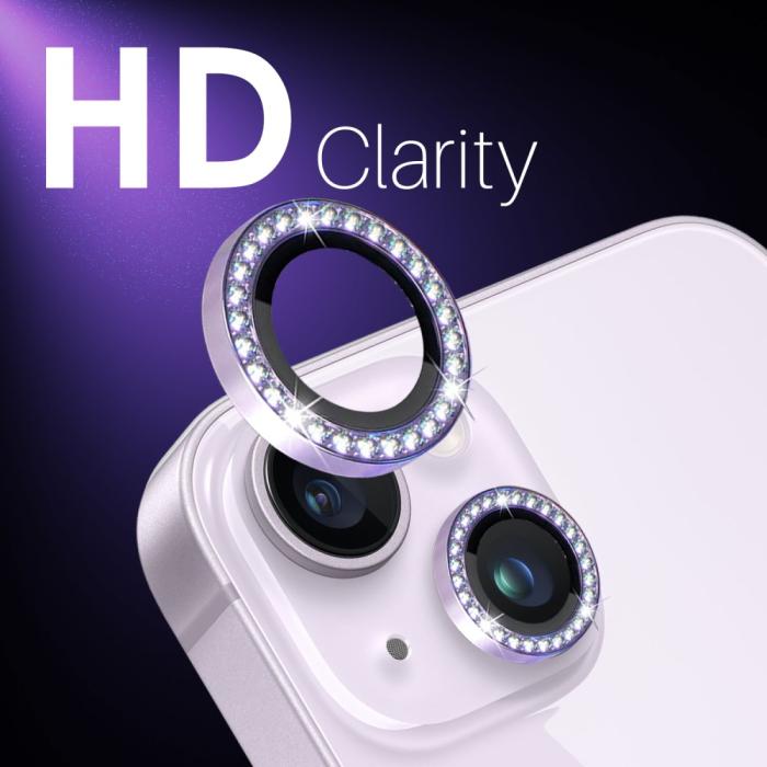Bild 5, NORTHJO NORTHJO iPhone 15/15 Plus/14/14 Plus Linsskydd Strass 3-PACK Lila - Teknikhallen.se