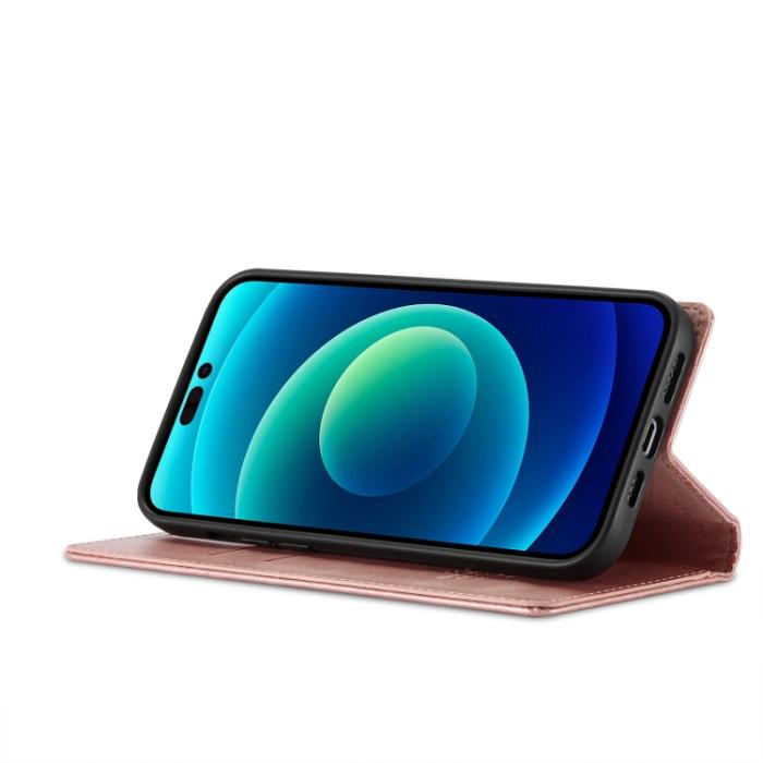 Bild 5, LC.IMEEKE LC.IMEEKE iPhone 14 Pro Fodral Flip Läder Roséguld - Teknikhallen.se