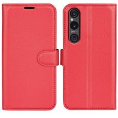  Sony Xperia 1 VI Fodral Litchi L&auml;der R&ouml;d - Teknikhallen.se