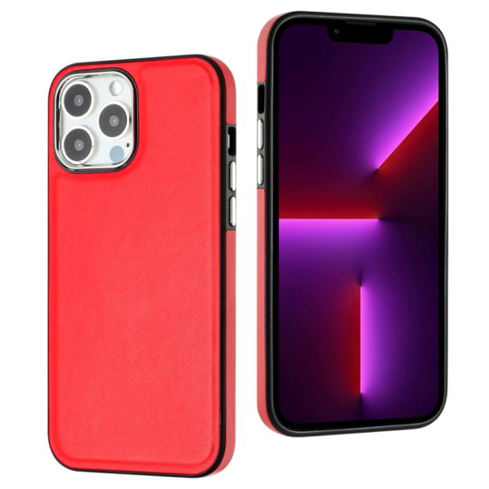 Bild 2,  iPhone 15 Pro Skal Läderbelagt Röd - Teknikhallen.se