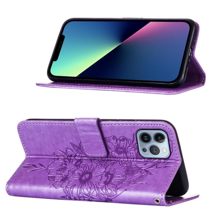 Bild 4,  iPhone 15 Pro Fodral Med Fjäril Tryck Lila - Teknikhallen.se