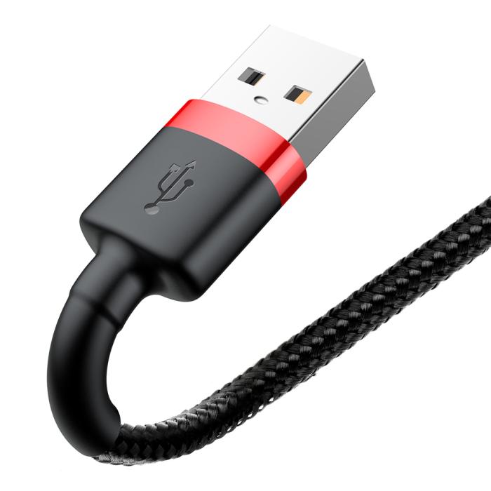 Bild 5, BASEUS BASEUS Lightning 1m Nylon Kabel - 2.4A Snabbladdning - Svart/Röd - Teknikhallen.se