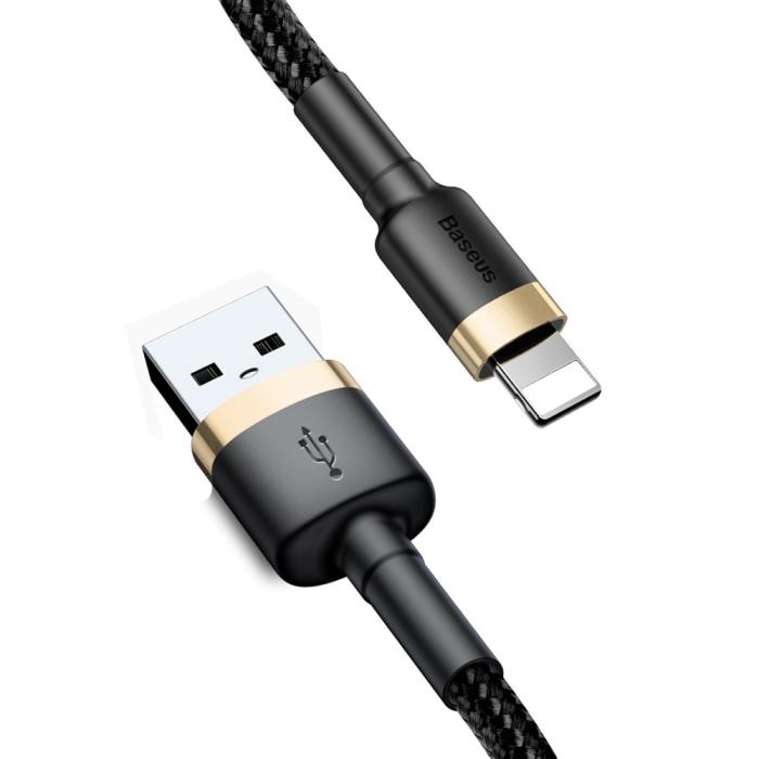 Bild 2, BASEUS BASEUS 3m Lightning Nylon Kabel - Svart/Guld - Teknikhallen.se