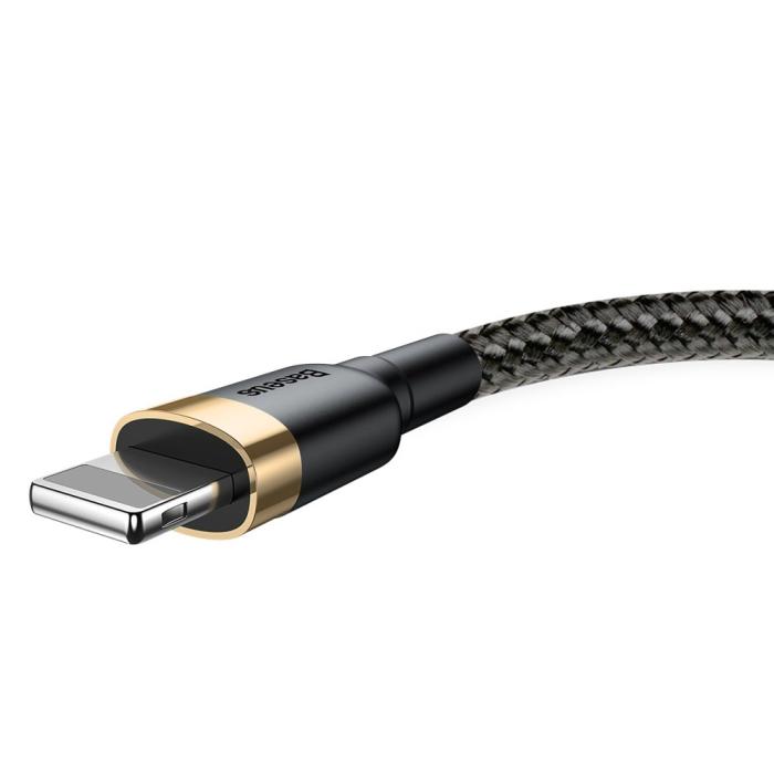 Bild 3, BASEUS BASEUS 3m Lightning Nylon Kabel - Svart/Guld - Teknikhallen.se