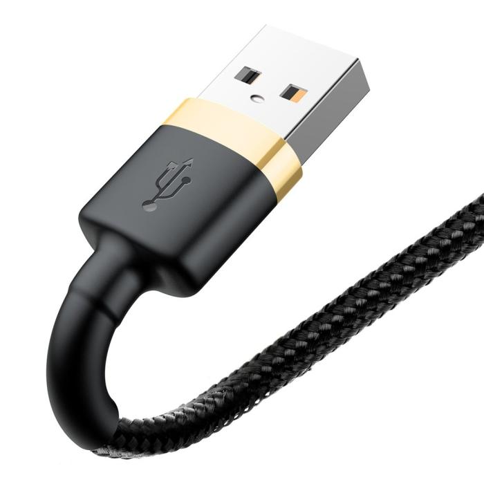 Bild 4, BASEUS BASEUS 3m Lightning Nylon Kabel - Svart/Guld - Teknikhallen.se