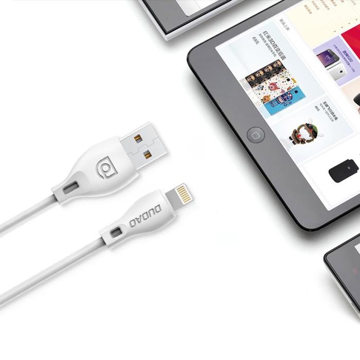 Bild 4, DUDAO Dudao 1m Lightning Kabel 2.4A - Vit - Teknikhallen.se