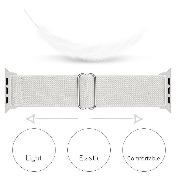 Bild 2,  Nylon Armband Justerbart Apple Watch 42/44/45/46/49 mm Vit - Teknikhallen.se