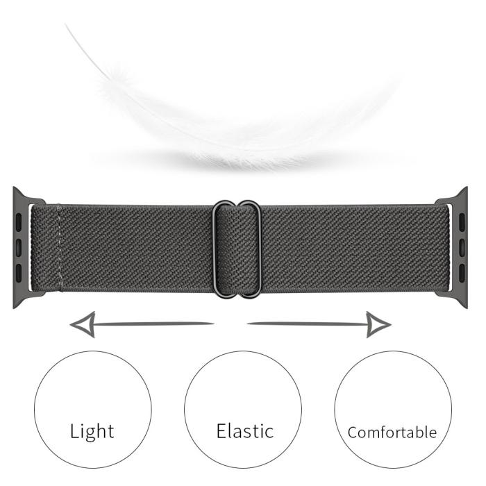 Bild 2,  Nylon Armband Justerbart Apple Watch 42/44/45/46/49 mm Mörk Grå - Teknikhallen.se