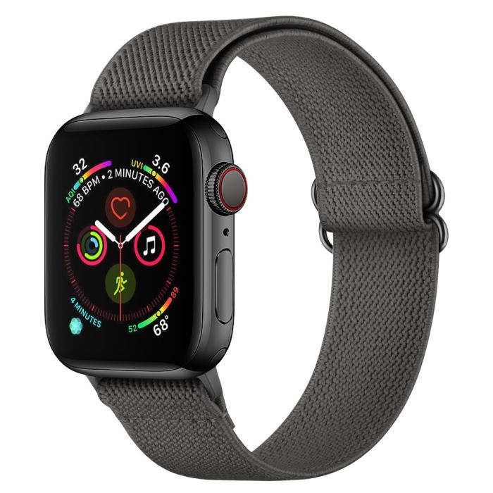 Bild 4,  Nylon Armband Justerbart Apple Watch 42/44/45/46/49 mm Mörk Grå - Teknikhallen.se