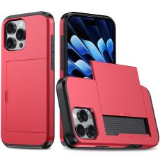  iPhone 16 Pro Max Skal Hybrid Kortfack R&ouml;d - Teknikhallen.se