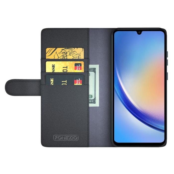 Bild 2,  Samsung Galaxy A35 5G Fodral Premium Äkta Läder Svart - Teknikhallen.se