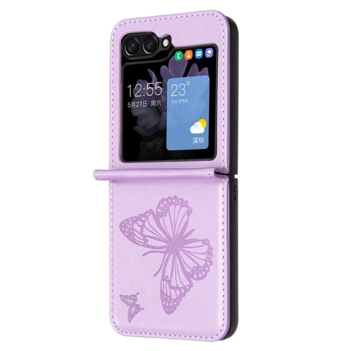 Bild 3,  Galaxy Z Flip 6 / 7 FE Skal Fjäril Textur Lila - Teknikhallen.se
