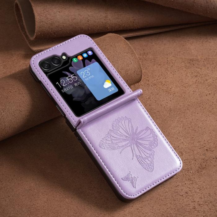 Bild 6,  Galaxy Z Flip 6 / 7 FE Skal Fjäril Textur Lila - Teknikhallen.se