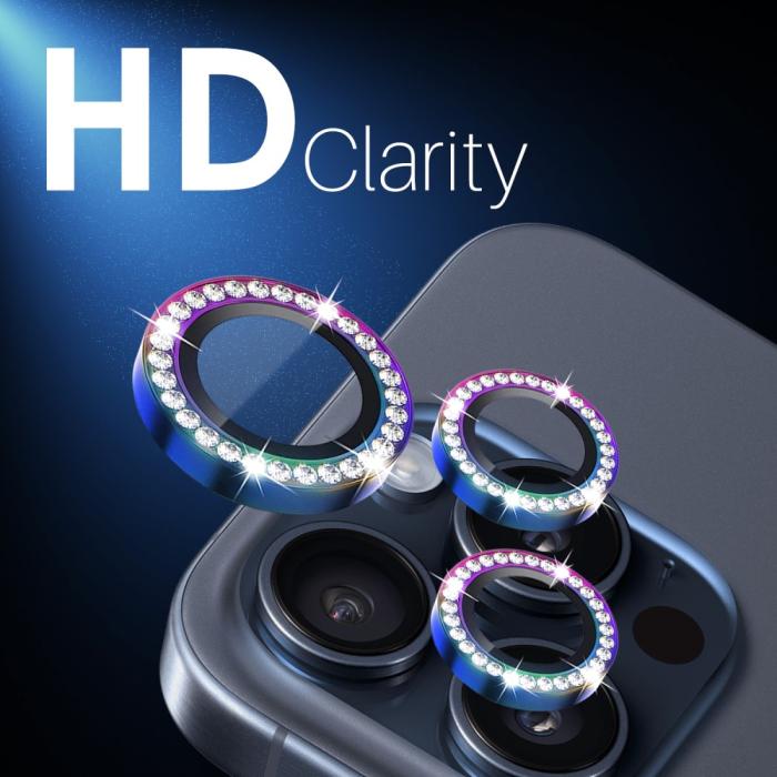 Bild 5, NORTHJO NORTHJO iPhone 15 Pro/Pro Max/14 Pro/Pro Max Linsskydd Strass 2-PACK Fade - Teknikhallen.se