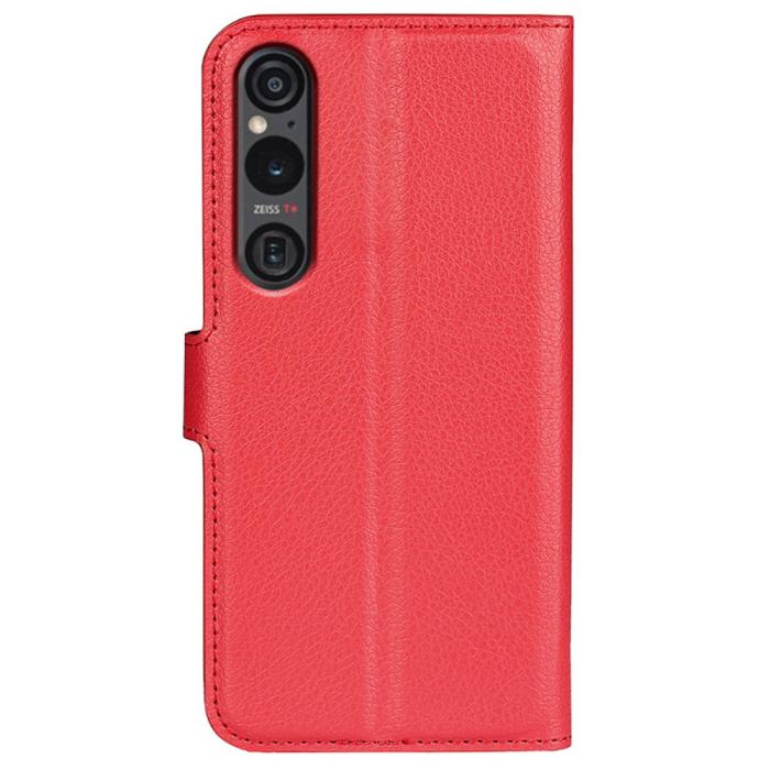 Bild 6,  Sony Xperia 1 VI Fodral Litchi Läder Röd - Teknikhallen.se