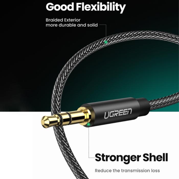 Bild 4, UGREEN UGREEN 25cm 3.5mm AUX Y-Splitter 1 Hane - 2 Hona Svart - Teknikhallen.se