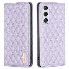 BINFEN BINFEN Galaxy S24 Fodral Diamond Flip L&auml;der Lila - Teknikhallen.se