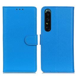  Sony Xperia 1 V Fodral Litchi Läder Blå - Teknikhallen.se