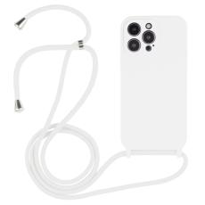  iPhone 15 Pro Max Skal Silikon Med Sn&ouml;re Vit - Teknikhallen.se