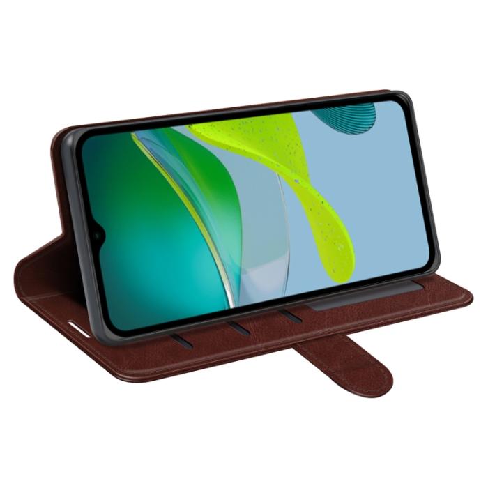 Bild 5,  Motorola Moto E13 Fodral Crazy Horse Läder Brun - Teknikhallen.se