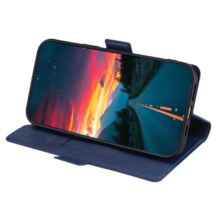 Bild 2,  Motorola Edge 30 Neo 5G Fodral Slim Magnetisk Stängning Blå - Teknikhallen.se
