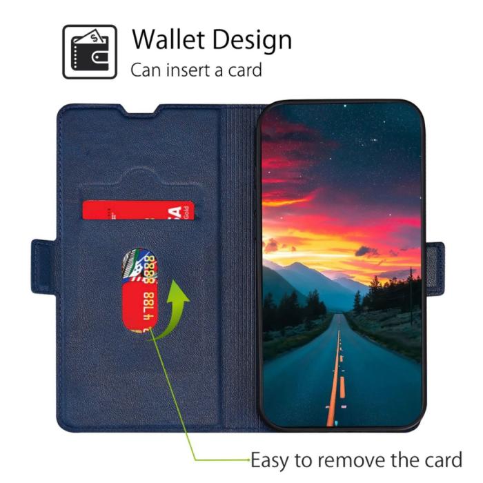 Bild 3,  Motorola Edge 30 Neo 5G Fodral Slim Magnetisk Stängning Blå - Teknikhallen.se