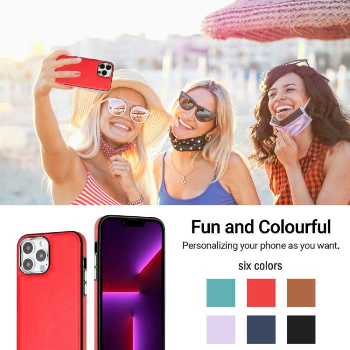 Bild 6,  iPhone 15 Pro Skal Läderbelagt Röd - Teknikhallen.se