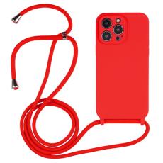  iPhone 15 Pro Skal Silikon Med Snodd R&ouml;d - Teknikhallen.se