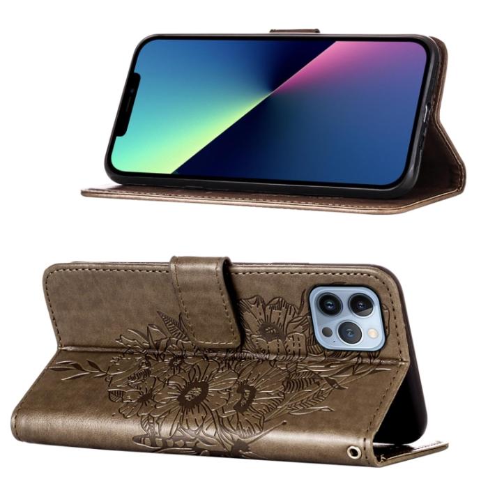 Bild 4,  iPhone 15 Pro Fodral Med Fjäril Tryck Grå - Teknikhallen.se