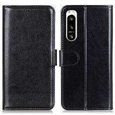  Sony Xperia 5 IV Fodral Crazy Horse L&auml;der Svart - Teknikhallen.se
