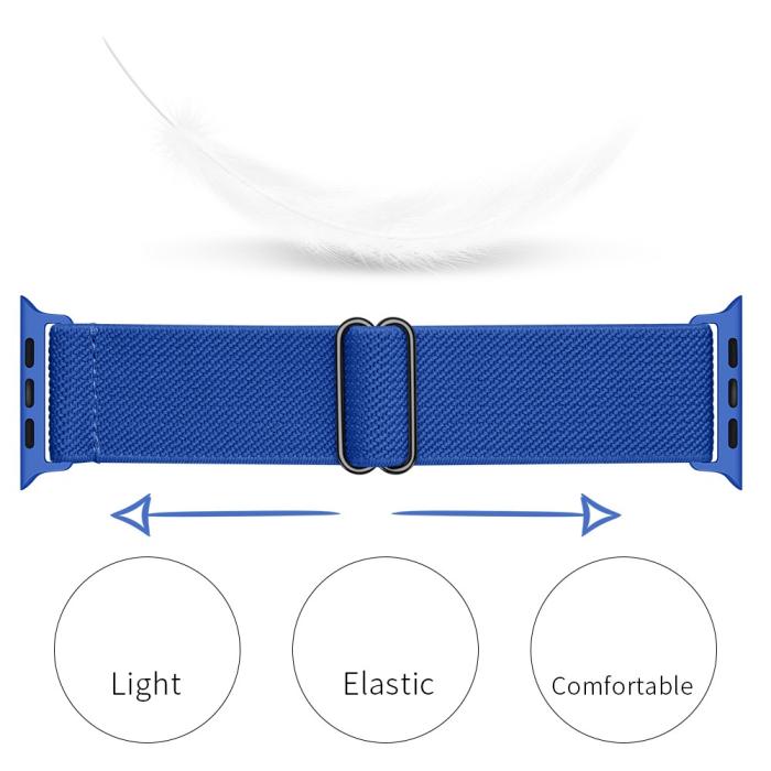 Bild 2,  Nylon Armband Justerbart Apple Watch 42/44/45/46/49 mm Blå - Teknikhallen.se