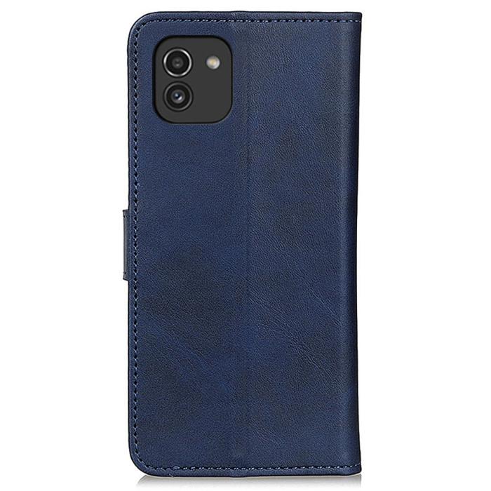 Bild 3,  Samsung Galaxy A03 Fodral Solid Läder Blå - Teknikhallen.se