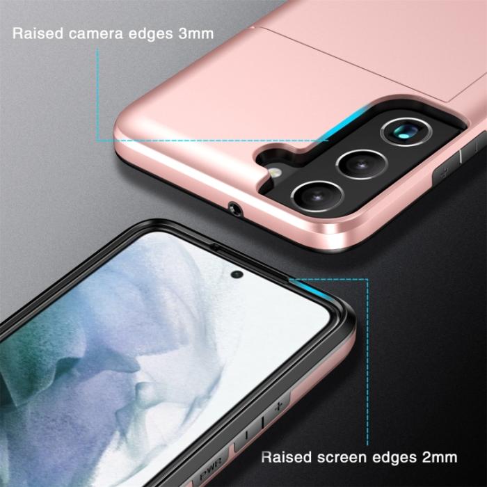 Bild 4,  Samsung Galaxy S22 Skal Hybrid Kortfack Guld - Teknikhallen.se