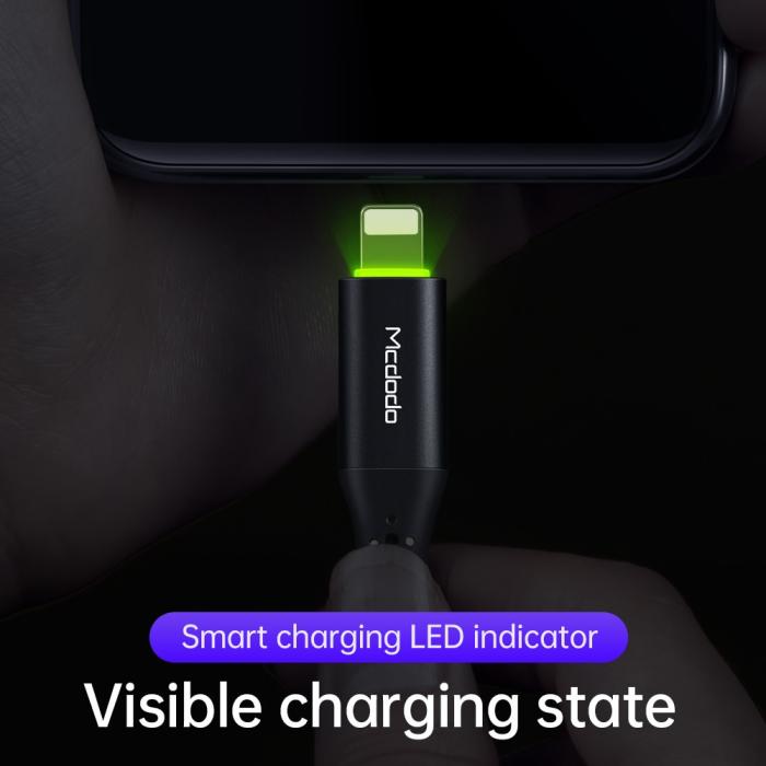 Bild 5, MCDODO Mcdodo 36W 1.2m USB-C - Lightning Kabel LED Svart - Teknikhallen.se