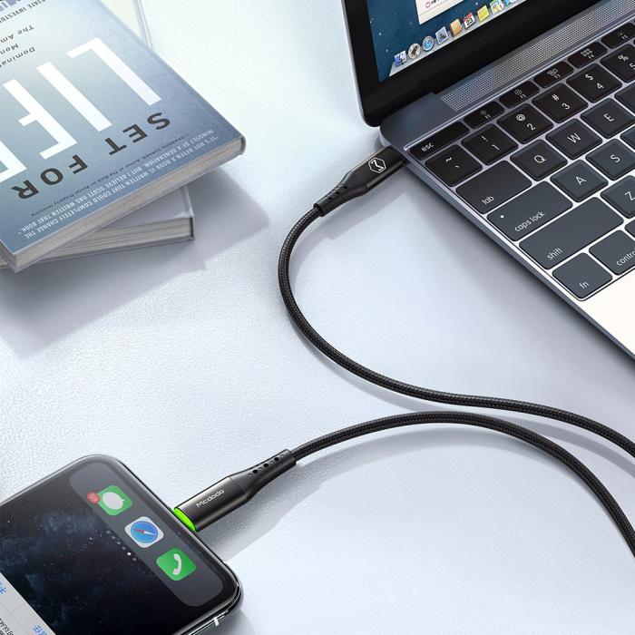 Bild 6, MCDODO Mcdodo 36W 1.2m USB-C - Lightning Kabel LED Svart - Teknikhallen.se
