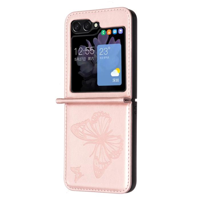 Bild 3,  Galaxy Z Flip 6 / 7 FE Skal Fjäril Textur Rosa - Teknikhallen.se