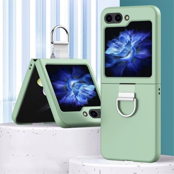 Bild 2,  Galaxy Z Flip 6 / 7 FE Skal Skin Touch Ringhållare Grön - Teknikhallen.se