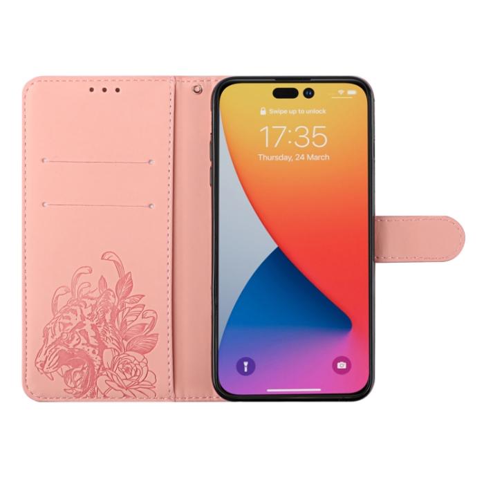 Bild 4,  iPhone 14 Pro Fodral Tiger Tryck Roséguld - Teknikhallen.se