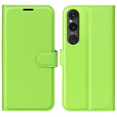  Sony Xperia 1 VI Fodral Litchi L&auml;der Gr&ouml;n - Teknikhallen.se