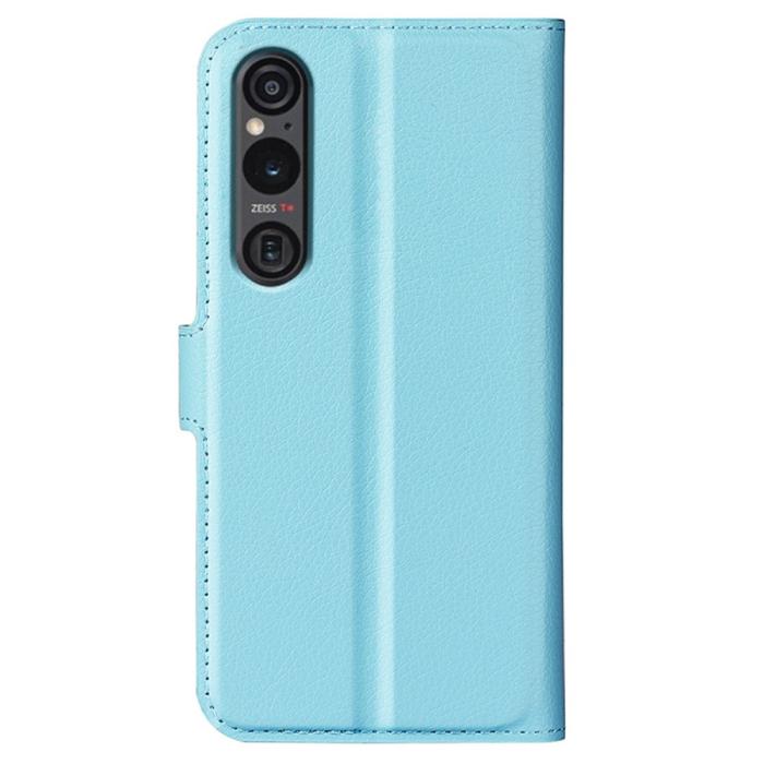 Bild 6,  Sony Xperia 1 VI Fodral Litchi Läder Ljus Blå - Teknikhallen.se