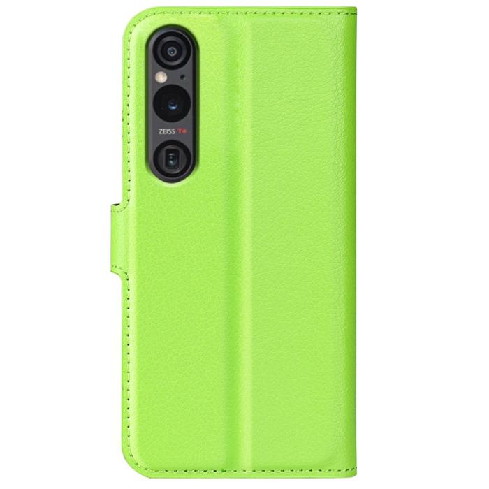 Bild 6,  Sony Xperia 1 VI Fodral Litchi Läder Grön - Teknikhallen.se