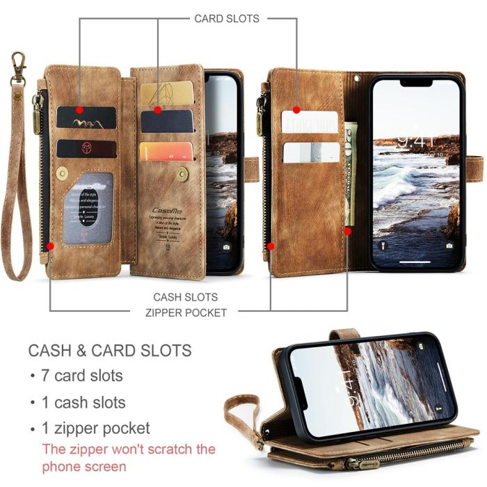 Bild 5, CASEME CASEME iPhone 15 Plus Multifunktionellt Fodral Brun - Teknikhallen.se
